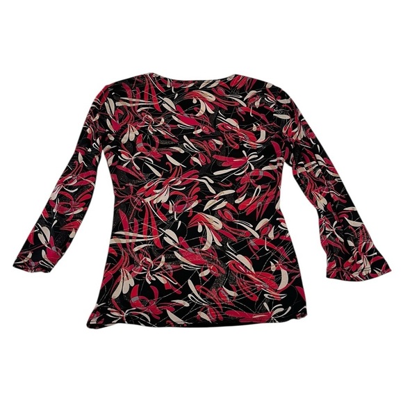 Y2K Iz Byer California Red Gold Long Sleeve Layered Abstract Top S artsy bold - Picture 4 of 8